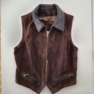 Suede Vest, Unisex Brown  with Leather Accents & Full Lining, Boho Chic